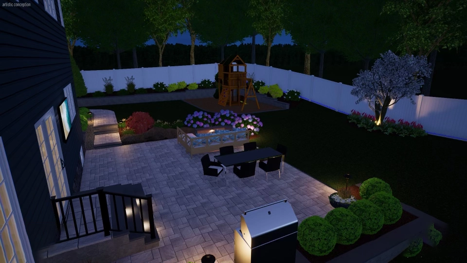 backyard lighting overall shot